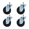 Bk Resources 4-inch Threaded Stem Casters, Hard Rubber Wheels, Brake, 300lb Cap, Grease/Water Resistant, 4PK 4SBR-4ST-HR-PS4 - alternate 4